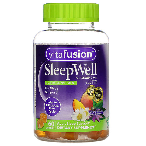 VitaFusion, SleepWell, Adult Sleep Support, Natural White Tea & Peach, 60 Gummies - FitnSupport
