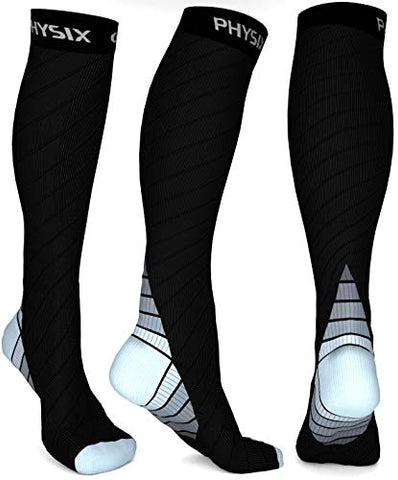 Physix Gear Compression Socks for Men & Women (20-30 mmHg) Best Graduated Athletic Fit for Running, Nurses, Shin Splints, Flight Travel & Maternity Pregnancy - Boost Stamina, Circulation & Recovery: Sports & Outdoors - FitnSupport