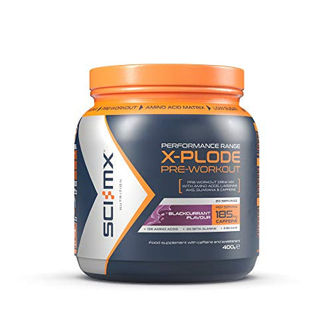 SCI-MX Nutrition X-PLODE Pre-Workout Supplement Drink, Caffeine Based, 400g, Blackcurrant, 20 Servings - FitnSupport