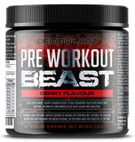Pre Workout Beast (Berry Flavour) - Hardcore pre-Workout Supplement with Creatine, Caffeine, Beta-Alanine and Glutamine (Regular - 306 Grams | 40 Servings) - FitnSupport