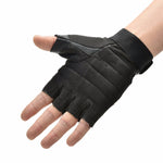 Men Black Leather Weight Lifting Gloves - FitnSupport