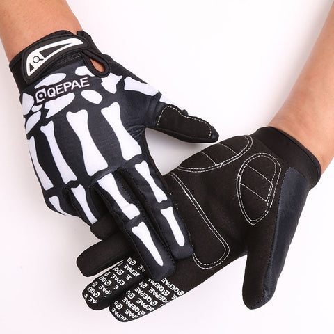 Full Finger Bicycle Gloves Skull Bone Shockproof Cycling Gloves For Man Woman - FitnSupport